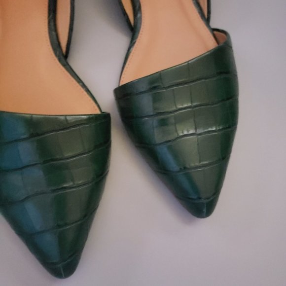 LKNW flawless j crew leather zoe crocodile-embossed d’Orsay flats 7 M - Picture 6 of 9